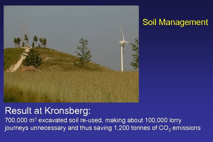 Soil Management Result at Kronsberg: 700, 000 m 3 excavated soil re-used, making about