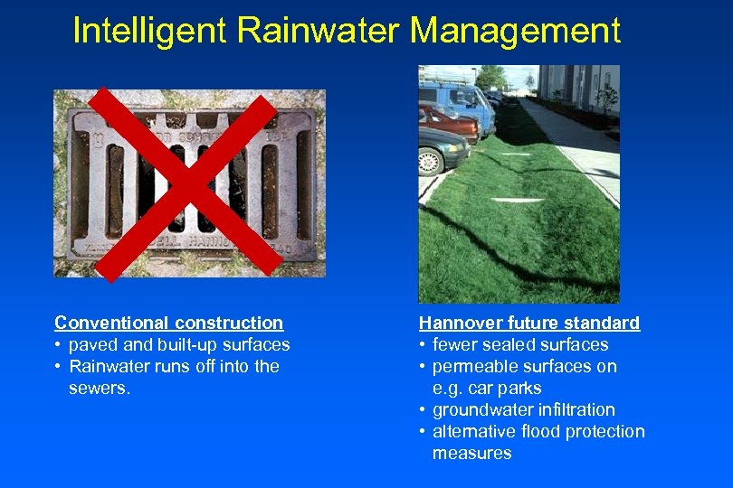 Intelligent Rainwater Management Conventional construction • paved and built-up surfaces • Rainwater runs off