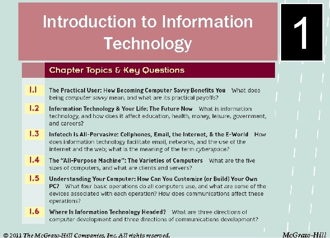 Introduction to Information Technology © 2011 The Mc. Graw-Hill Companies, Inc. All rights reserved.