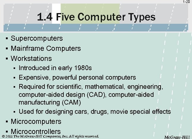 1 -20 1. 4 Five Computer Types § Supercomputers § Mainframe Computers § Workstations