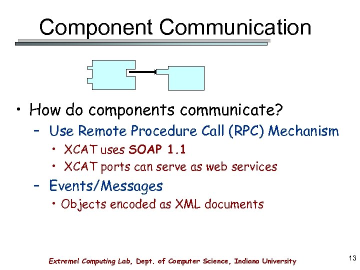 Component Communication • How do components communicate? – Use Remote Procedure Call (RPC) Mechanism