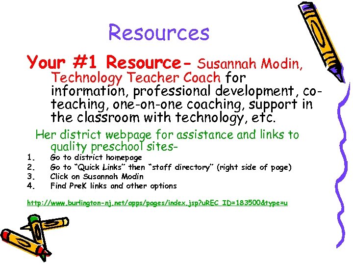 Resources Your #1 Resource- Susannah Modin, Technology Teacher Coach for information, professional development, coteaching,