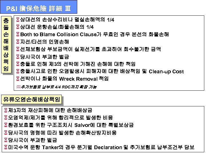 P&I 擔保危險 詳細 Ⅲ 충 돌 손 해 배 상 책 임 6 상대선의