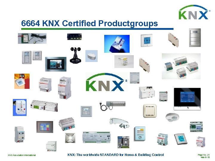 6664 KNX Certified Productgroups KNX Association International KNX: The worldwide STANDARD for Home &