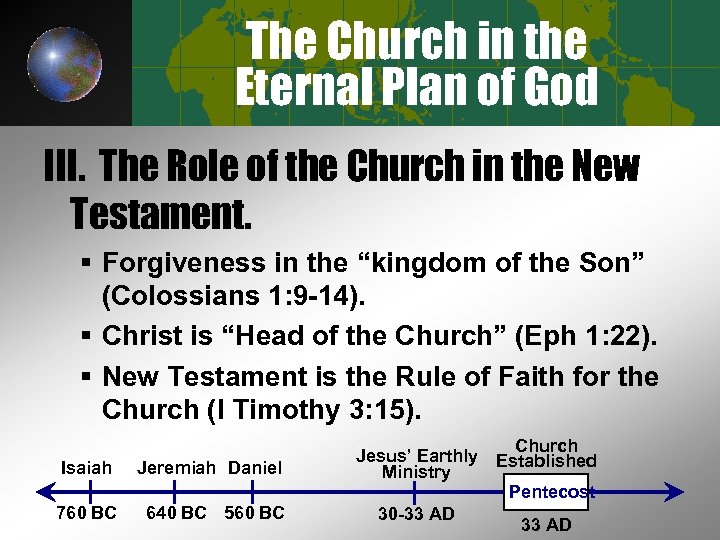 The Church in the Eternal Plan of God III. The Role of the Church