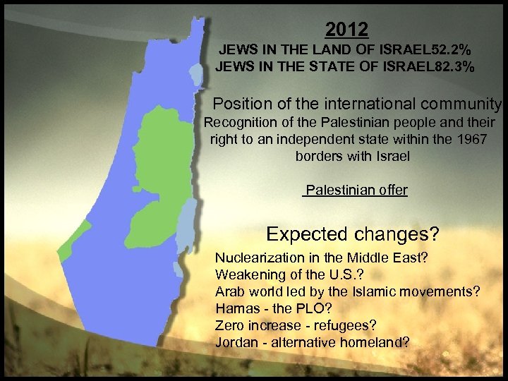 2012 JEWS IN THE LAND OF ISRAEL 52. 2% JEWS IN THE STATE OF