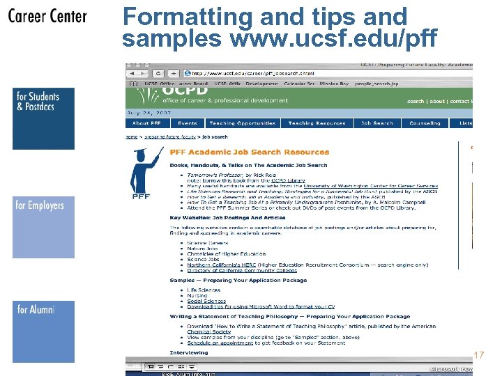 Formatting and tips and samples www. ucsf. edu/pff 17 