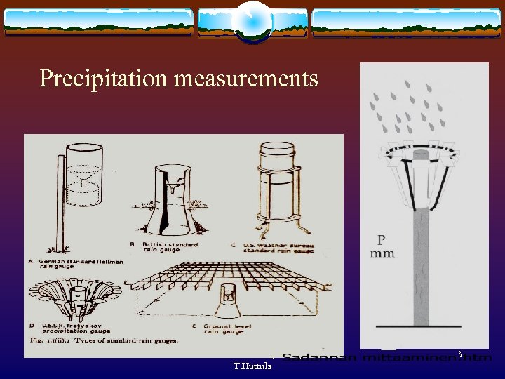 Precipitation measurements 19. 3. 2018 Lake and stream hydrology T. Huttula 3 