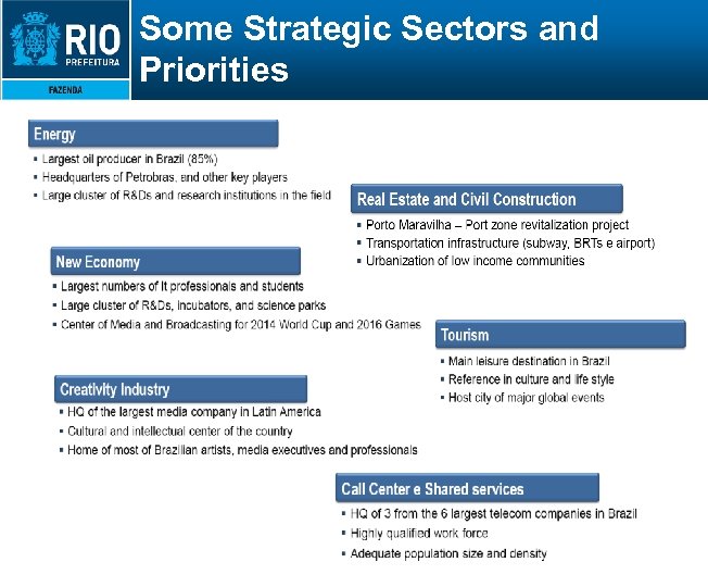 Some Strategic Sectors and Priorities 