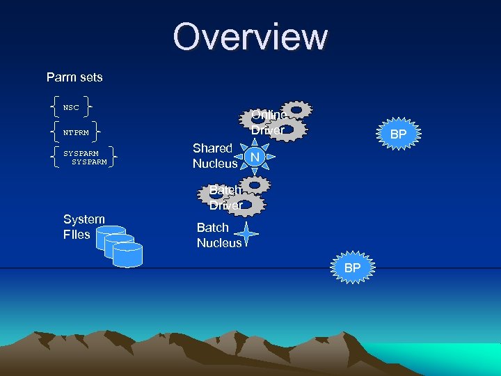 Overview Parm sets NSC Online Driver NTPRM SYSPARM BP Shared Nucleus N Batch Driver
