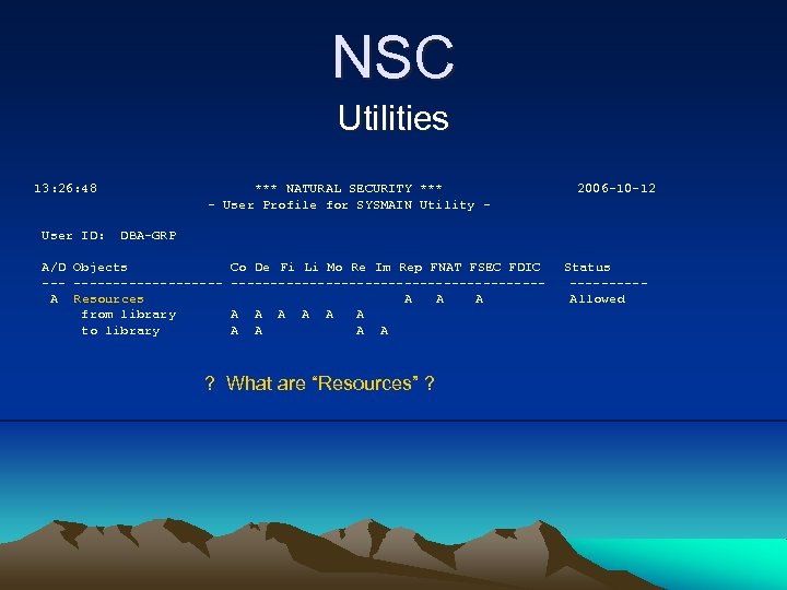 NSC Utilities 13: 26: 48 User ID: *** NATURAL SECURITY *** - User Profile