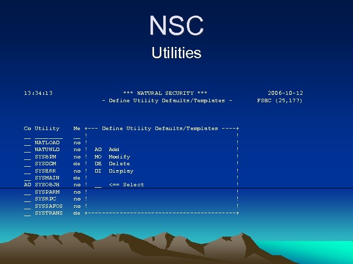 NSC Utilities 13: 34: 13 Co __ __ AD __ __ Utility ____ NATLOAD