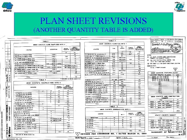 PLAN SHEET REVISIONS (ANOTHER QUANTITY TABLE IS ADDED) 25 