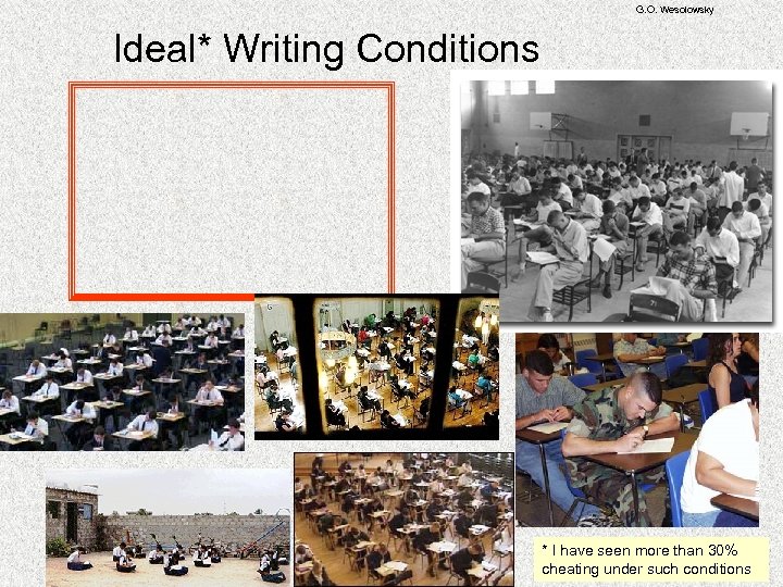 G. O. Wesolowsky Ideal* Writing Conditions * I have seen more than 30% cheating