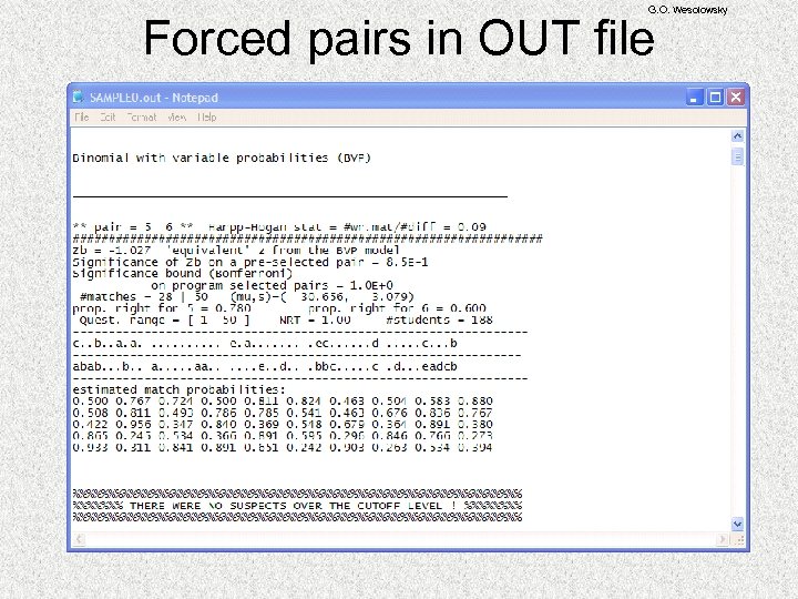 G. O. Wesolowsky Forced pairs in OUT file 