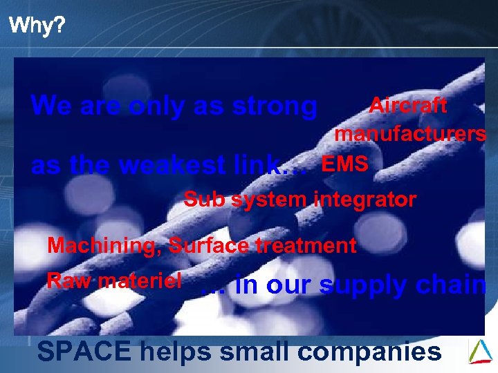 Why? We are only as strong as the weakest link… Aircraft manufacturers EMS Sub
