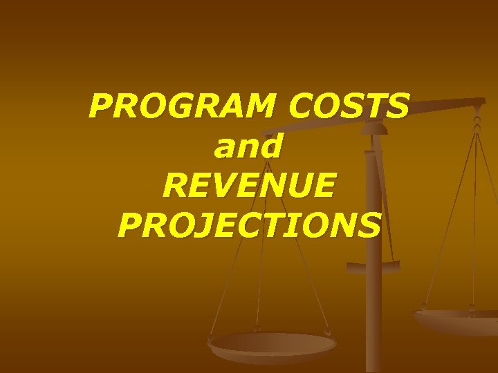 PROGRAM COSTS and REVENUE PROJECTIONS 