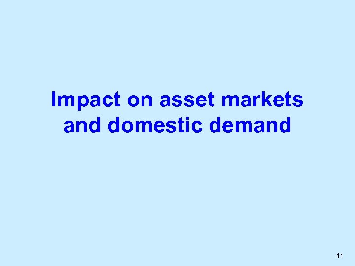 Impact on asset markets and domestic demand 11 