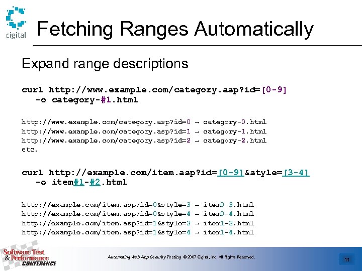 Fetching Ranges Automatically Expand range descriptions curl http: //www. example. com/category. asp? id=[0 -9]