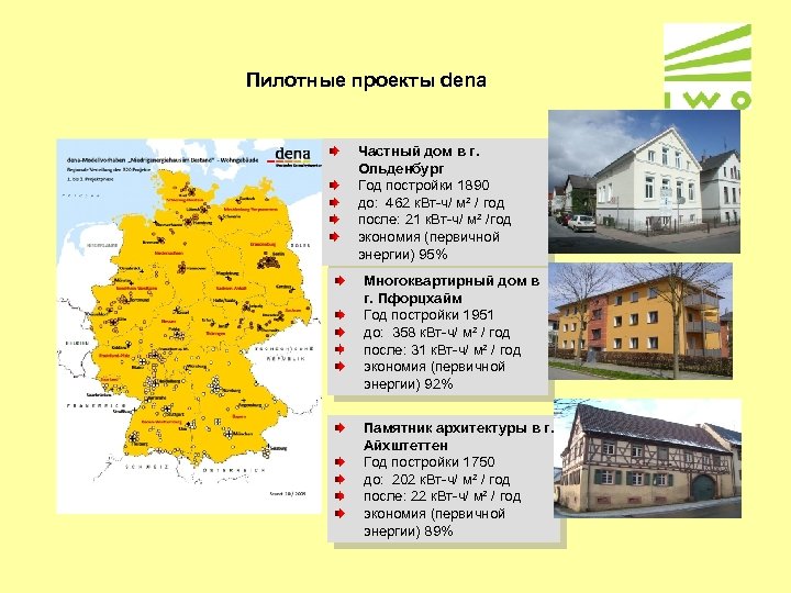 Пилотные проекты dena Частный дом в г. Ольденбург Год постройки 1890 до: 462 к.