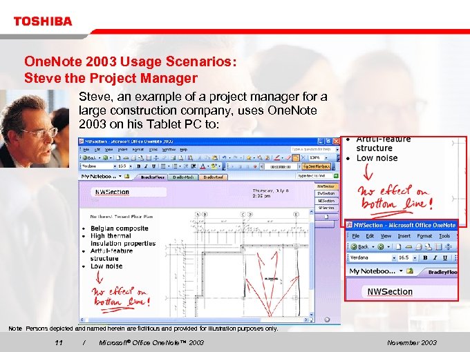 One. Note 2003 Usage Scenarios: Steve the Project Manager Steve, an example of a