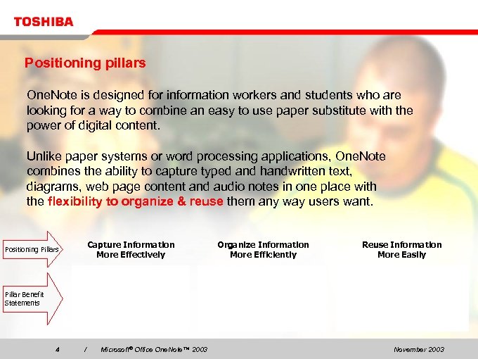 Positioning pillars One. Note is designed for information workers and students who are looking