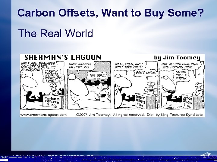 Carbon Offsets, Want to Buy Some? The Real World 