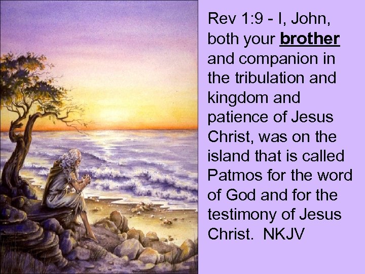 Rev 1: 9 - I, John, both your brother and companion in the tribulation