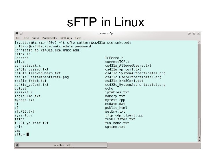 s. FTP in Linux cs 490 ns-cotter 11 