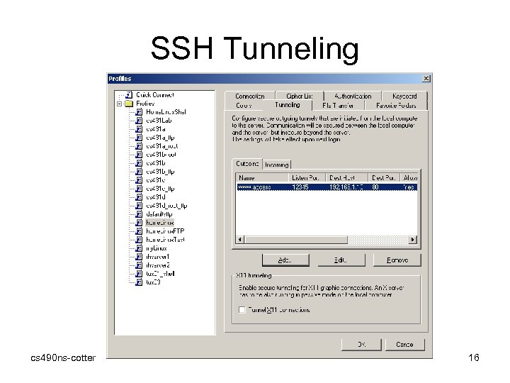 SSH Tunneling cs 490 ns-cotter 16 