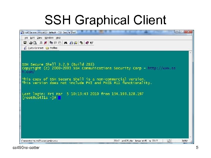 SSH Graphical Client cs 490 ns-cotter 5 