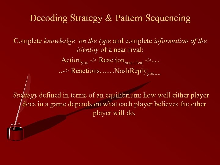 Decoding Strategy & Pattern Sequencing Complete knowledge on the type and complete information of