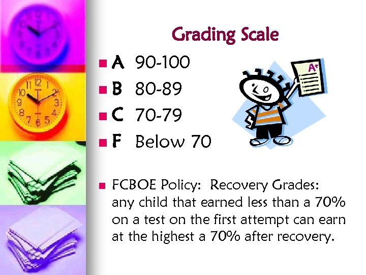 Grading Scale A n. B n. C n. F n n 90 -100 80