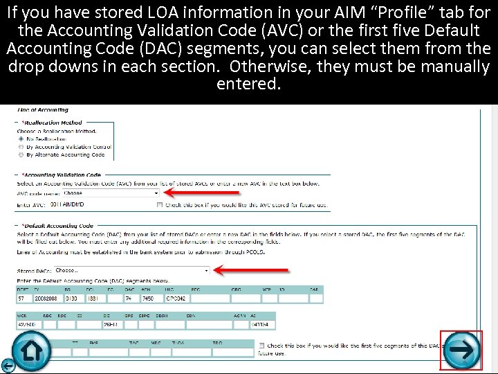 If you have stored LOA information in your AIM “Profile” tab for the Accounting