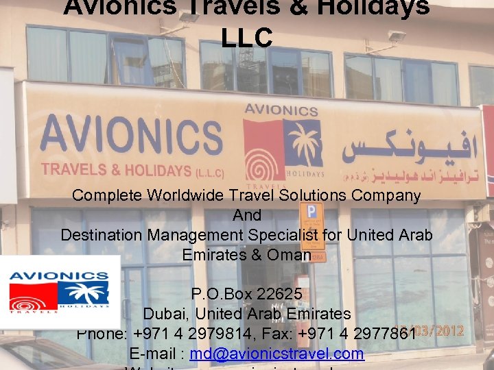 Avionics Travels & Holidays LLC Complete Worldwide Travel Solutions Company And Destination Management Specialist