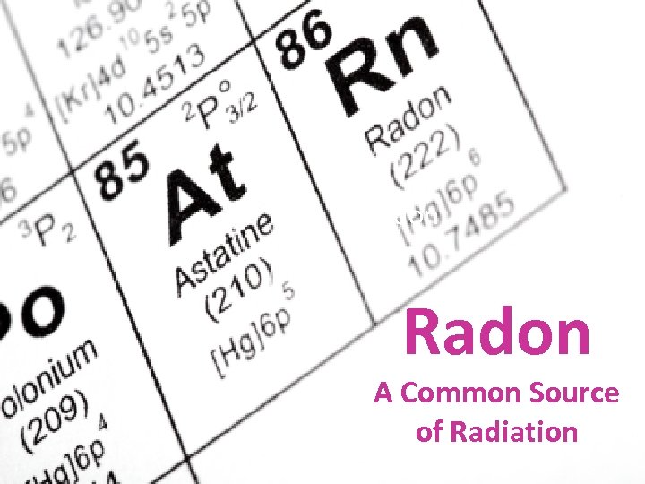  • Radon A Common Source of Radiation 