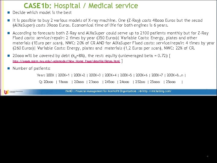 CASE 1 b: Hospital / Medical service n Decide which model is the best