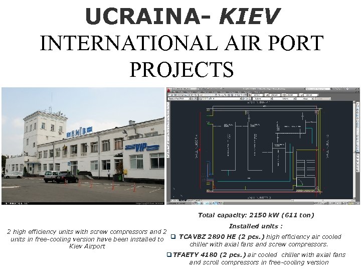 UCRAINA- KIEV INTERNATIONAL AIR PORT PROJECTS Total capacity: 2150 k. W (611 ton) Installed