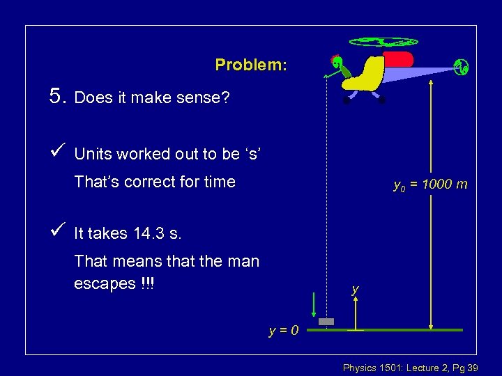Problem: 5. Does it make sense? ü Units worked out to be ‘s’ That’s