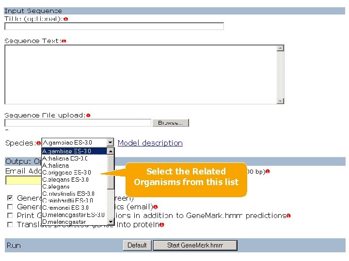 Select the Related Organisms from this list 