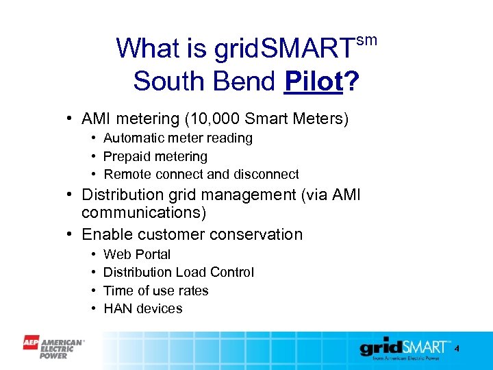 sm What is grid. SMART South Bend Pilot? • AMI metering (10, 000 Smart