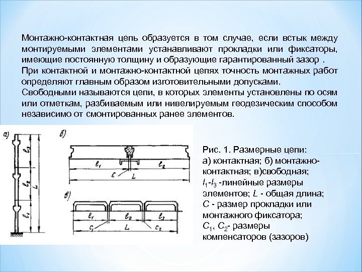 Монтажно-контактная цепь образуется в том случае, если вcтык между монтируемыми элементами устанавливают прокладки или