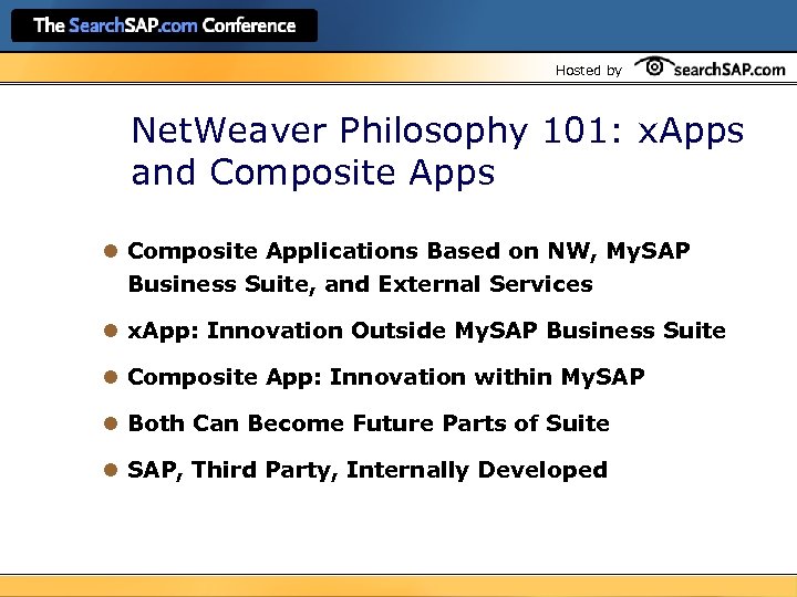 Hosted by Net. Weaver Philosophy 101: x. Apps and Composite Apps l Composite Applications