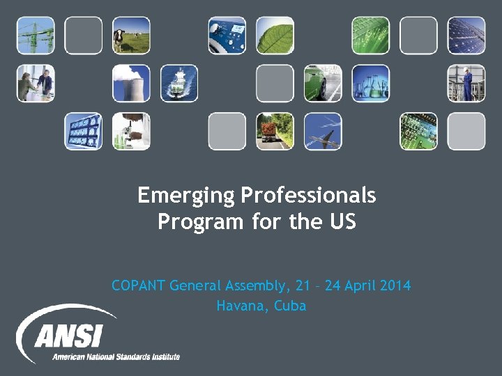 Emerging Professionals Program for the US COPANT General Assembly, 21 – 24 April 2014