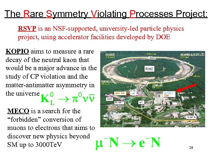 The Rare Symmetry Violating Processes Project: RSVP is an NSF-supported, university-led particle physics project,