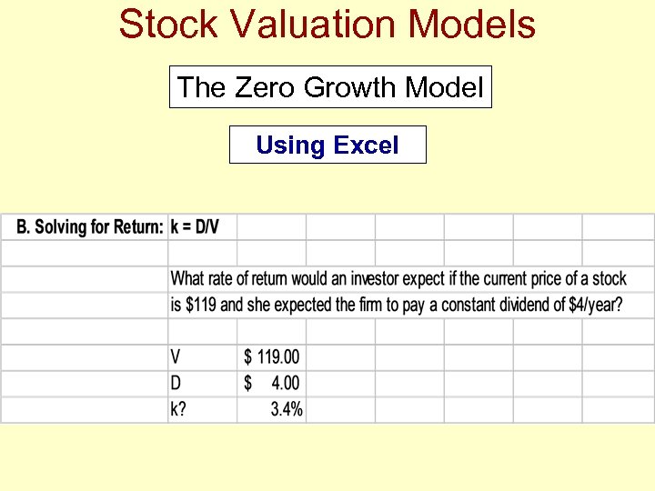 Stock Valuation Models The Zero Growth Model Using Excel 