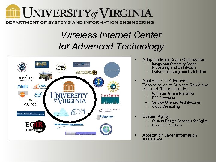 Wireless Internet Center for Advanced Technology • Adaptive Multi-Scale Optimization – – • Application