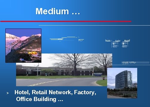 Medium … Ø Hotel, Retail Network, Factory, Office Building … 
