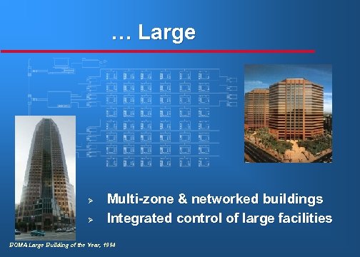 … Large Ø Ø Multi-zone & networked buildings Integrated control of large facilities BOMA
