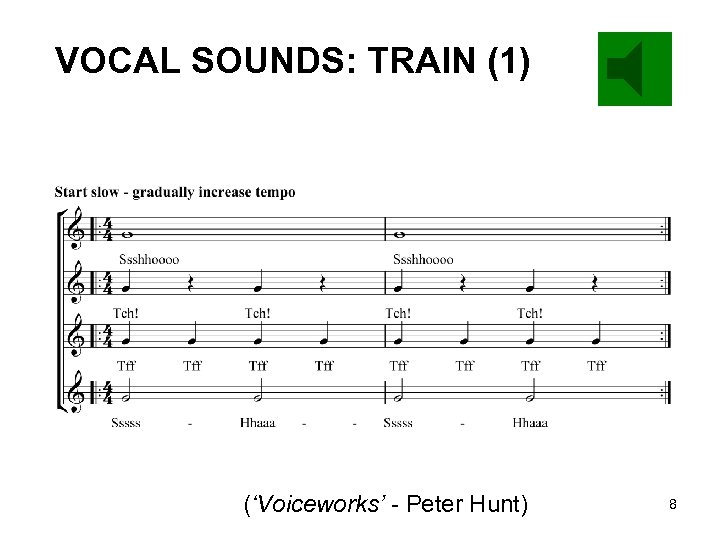 VOCAL SOUNDS: TRAIN (1) (‘Voiceworks’ - Peter Hunt) 8 